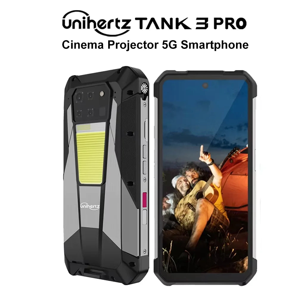 Unihertz Tank 3 Pro – 5G, Projecteur 100 Lumens, Android 14, 32 Go RAM + 512 Go ROM, Batterie 23 800 mAh, Wi-Fi 6, NFC